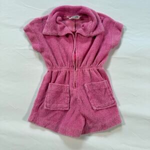 vintage 1960s terry cloth romper hot pink color Precious Togs Size 2T